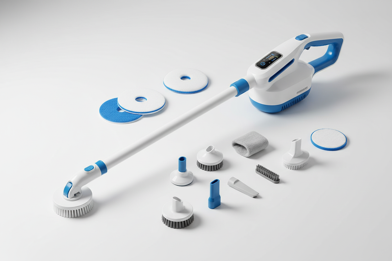 7-in-1 Wireless Cleaning Brush Long Handle Retractable Bathroom Toilet Floor Electric Brush